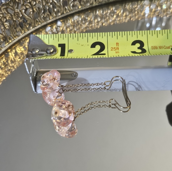 Pink, Faux Crystal,Ball Drop Earrings - Picture 2 of 2